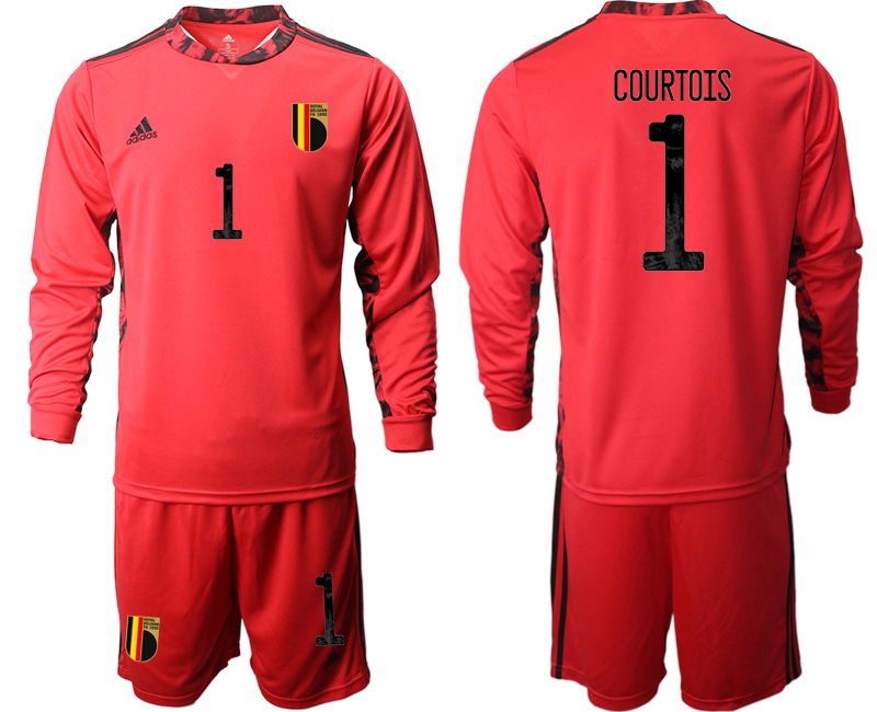 Cheap Men 2021 European Cup Belgium red Long sleeve goalkeeper 1 Soccer Jersey1